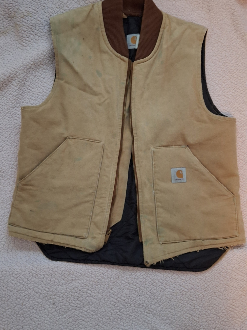 Size L Carhartt Sandstone Duck Arctic Quilt-Lined Vest Men's